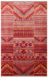 ZARA ZR 18 RED MULTY  Otantik Desenli Özel Hav Vermeyen ve Kolay Temizlenebilir Tensel Kullanılarak El Emeği ile Özel Tezgahlarda Üretilen Modern Uşak Halısı