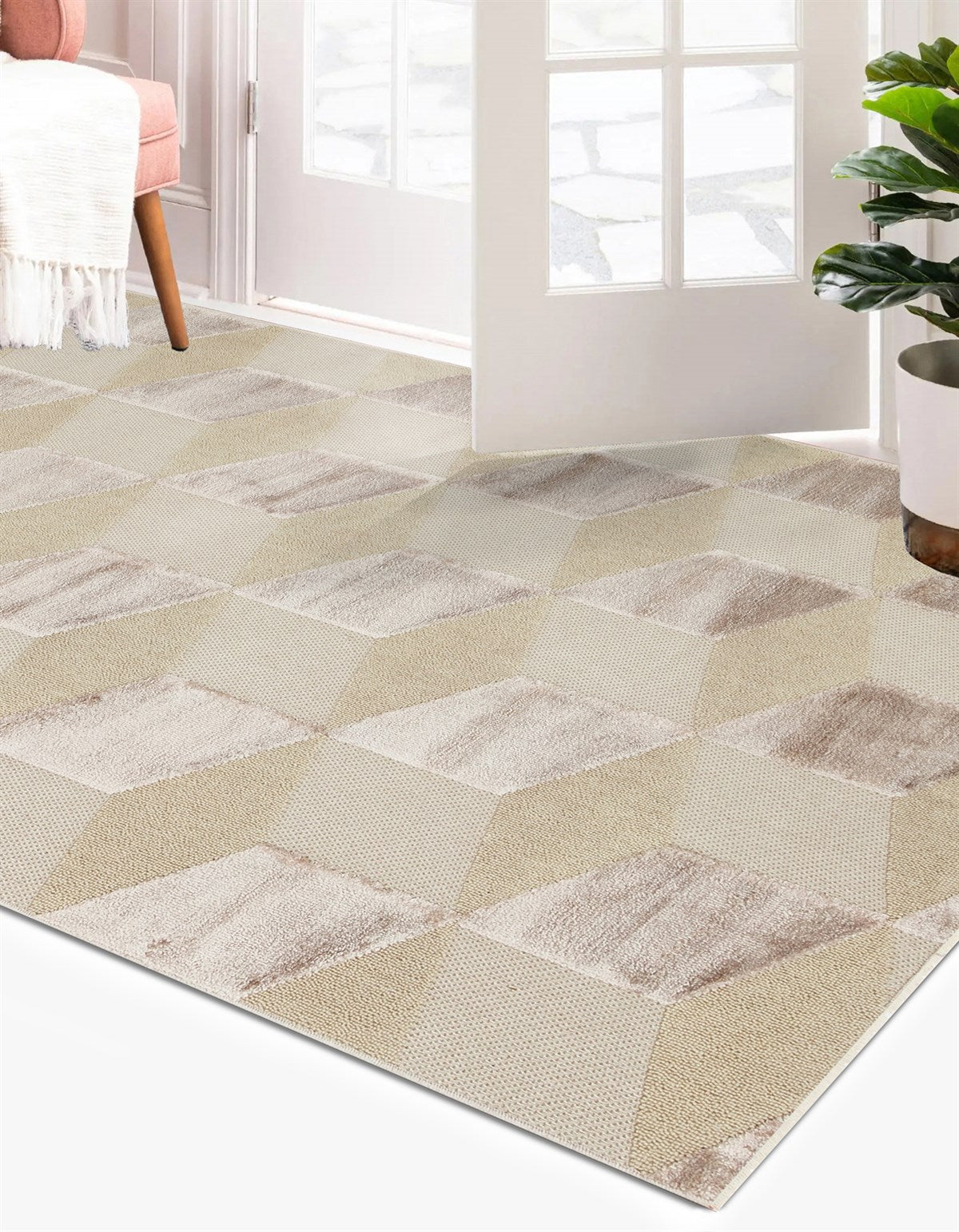 ZENITH DYED ZNT 05 BEIGE DYED  Yüksek Alçak Dokulu Naturel Yün ve Viskon Modern Dokuma Halı