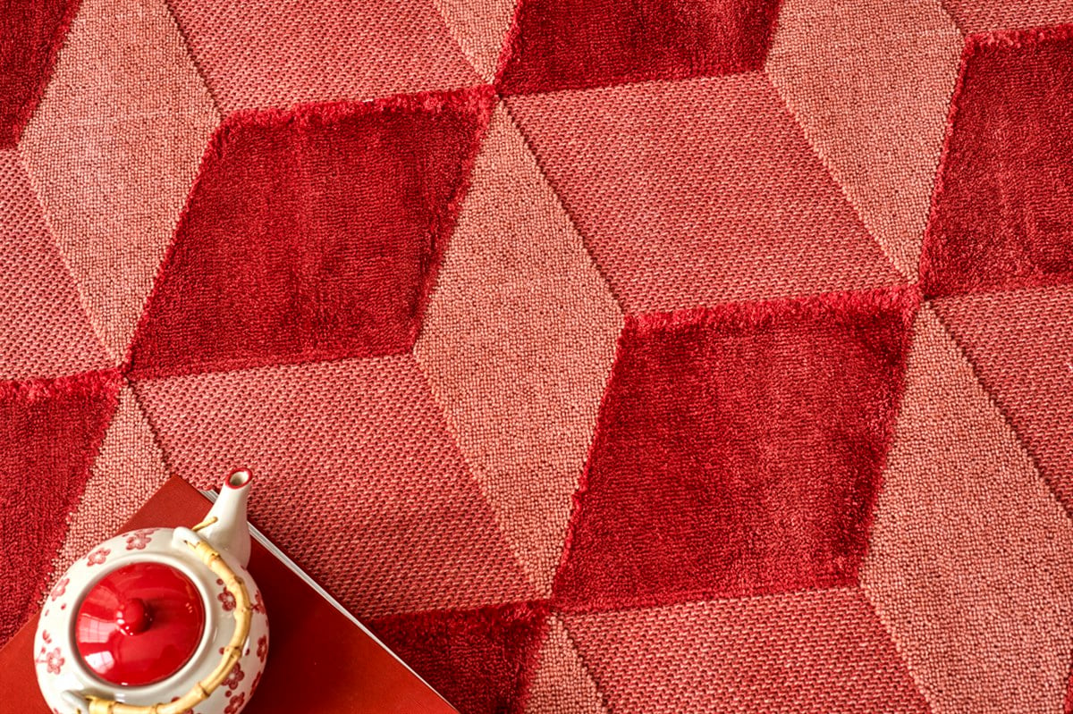 ZENITH DYED ZNT 05 BURGUNDY DYED  Yüksek Alçak Dokulu Naturel Yün ve Viskon Modern Dokuma Halı