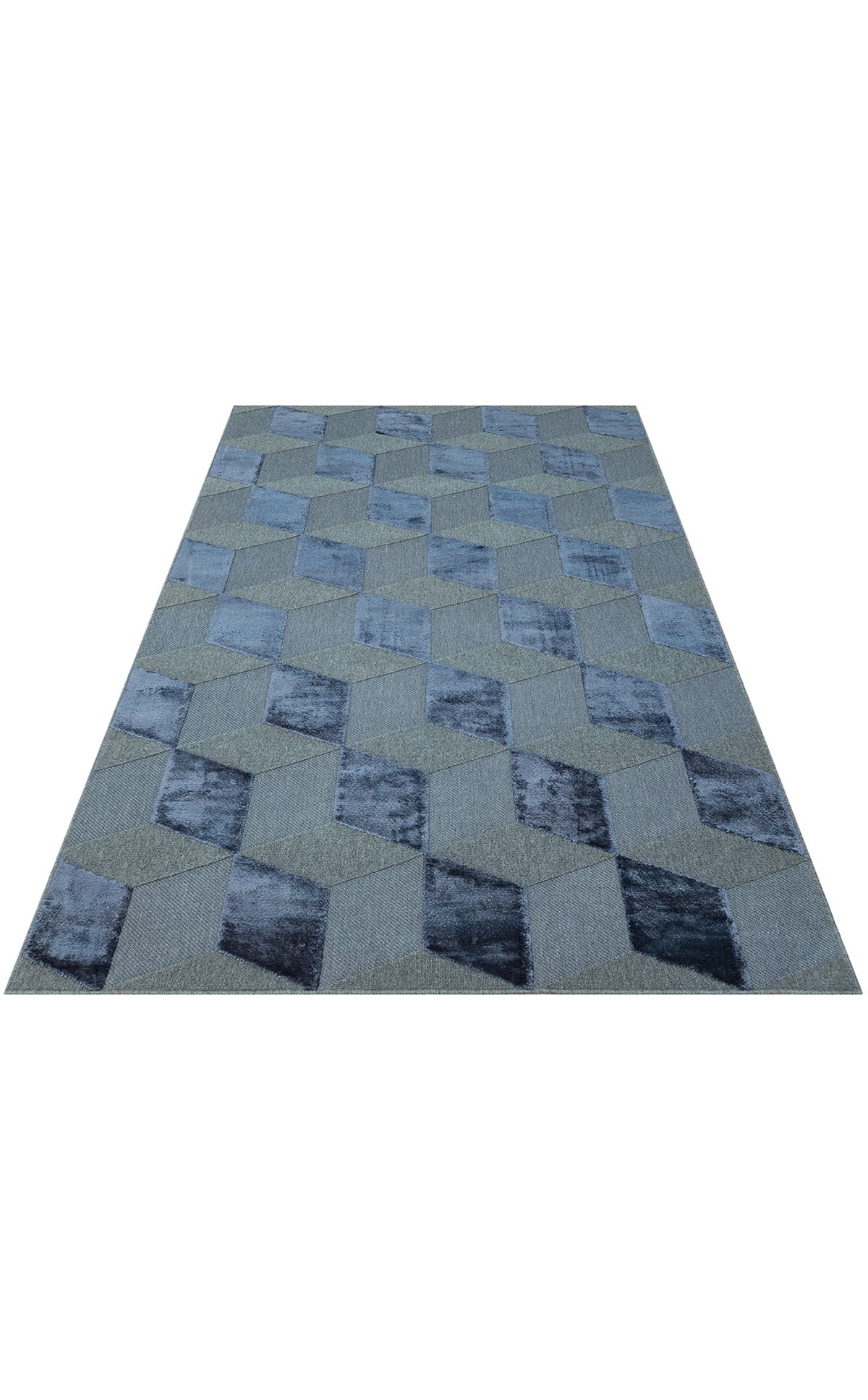 ZENITH DYED ZNT 05 NAVY DYED  Yüksek Alçak Dokulu Naturel Yün ve Viskon Modern Dokuma Halı