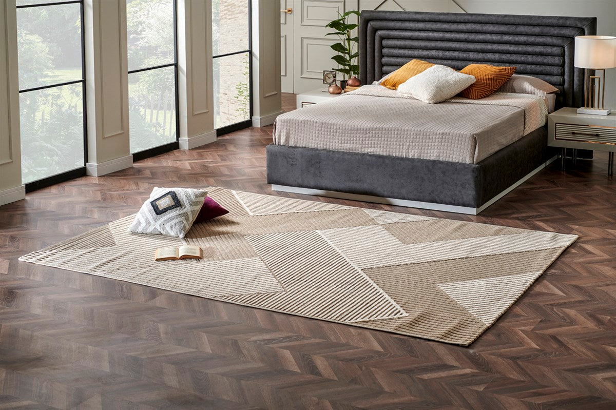 ZENITH ZNT 01 LATTE  Yüksek Alçak Dokulu Naturel Yün ve Viskon Modern Dokuma Halı