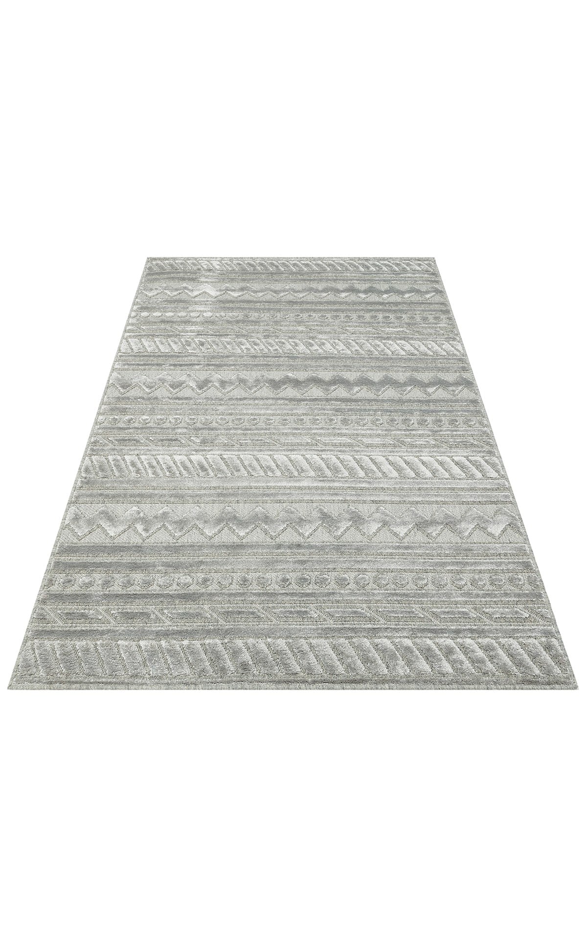 ZENITH ZNT 06 GREY  Yüksek Alçak Dokulu Naturel Yün ve Viskon Modern Dokuma Halı